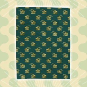 Green & Gold Dinos Velveteen Plush Blanket