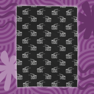 Silver & Black Dinos Velveteen Plush Blanket
